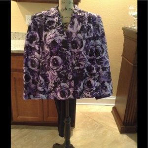 Purple floral print pants suit