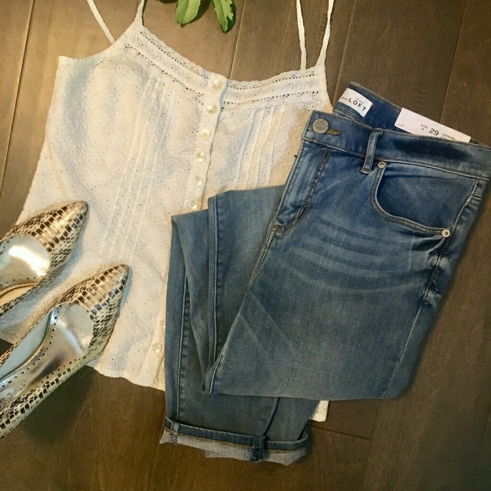 NWT Loft Women's denim crop leggings-Indigo Wash