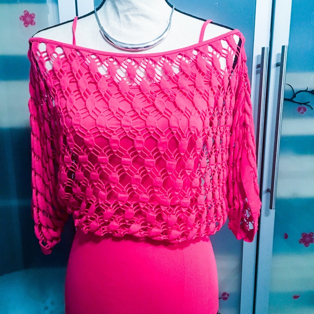 Hot Pink Club Wear Off Shoulder Top/Dress