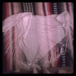 White Silk Shawl Scarf