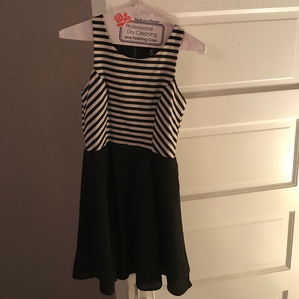 Black and white striped dress