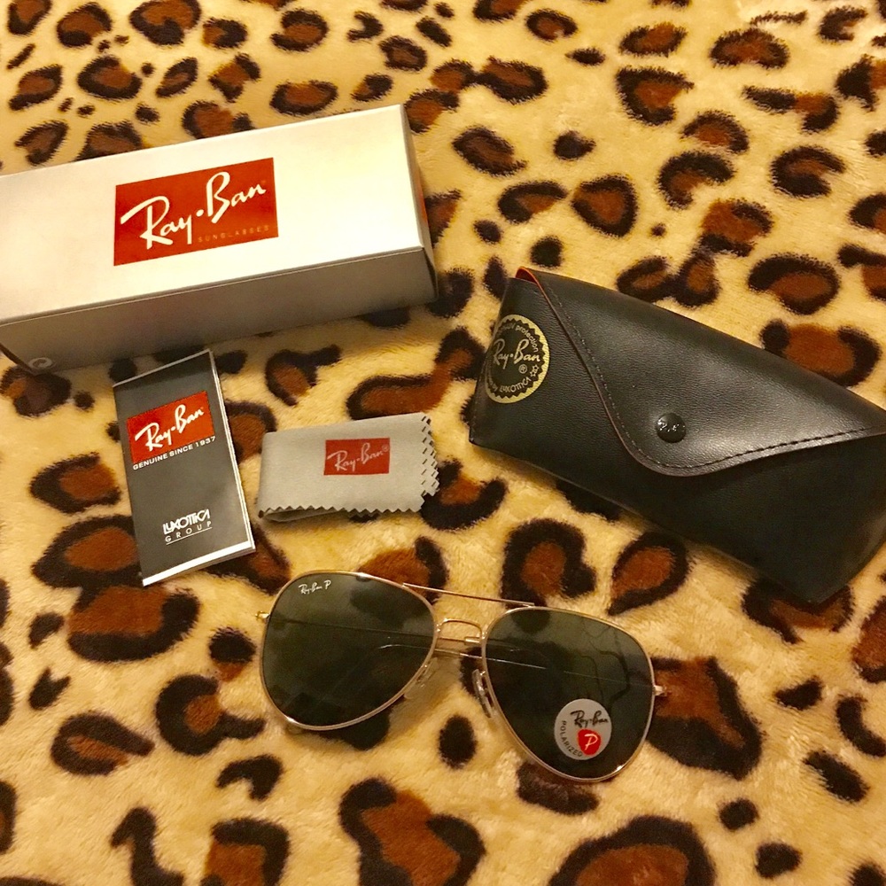 RayBan polarized glasses-darkgreen lens gold frame