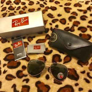 RayBan polarized glasses-darkgreen lens gold frame