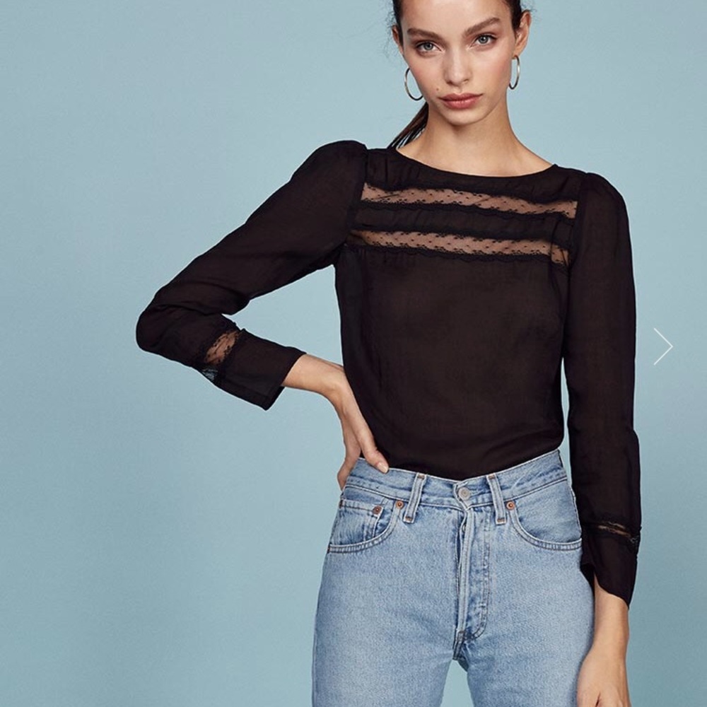 REFORMATION, lace detail top, SMALL.