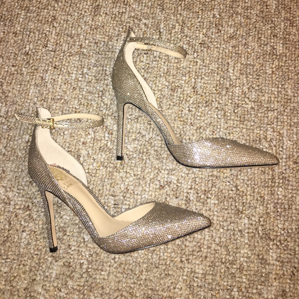 Vince Camuto Nikira - Shimmery Ankle Strap Pumps