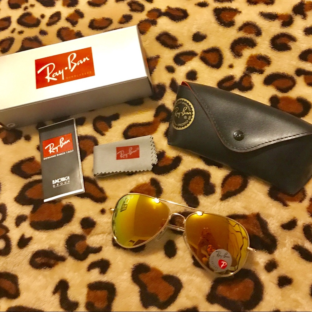 RayBan polarized sunglasses- gold lens and frame
