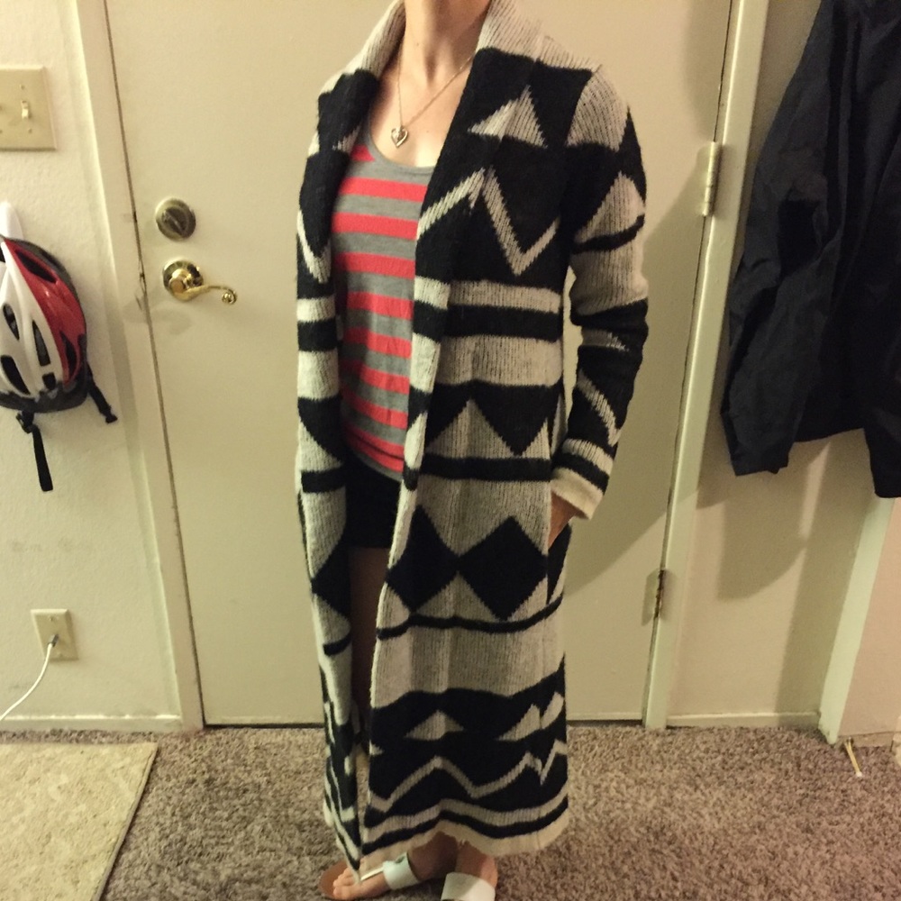 SOLD!!! Cozy Duster Cardigan With Geometric Print