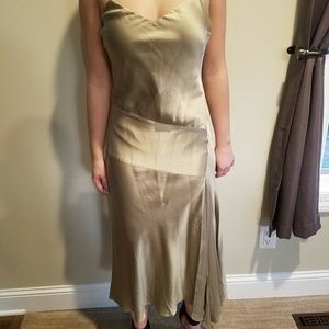 EXPRESS Gold 100% Silk Tango Dress