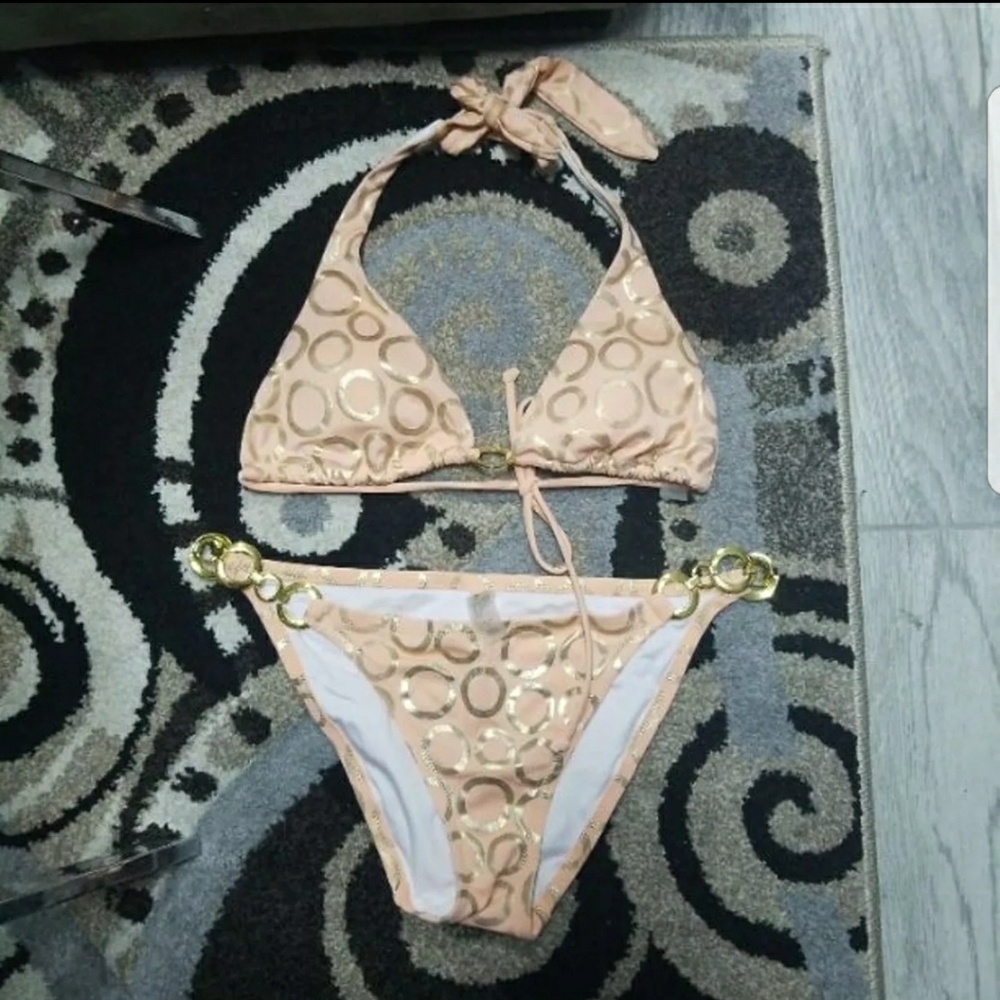VS pink/gold link chain bikini size S
