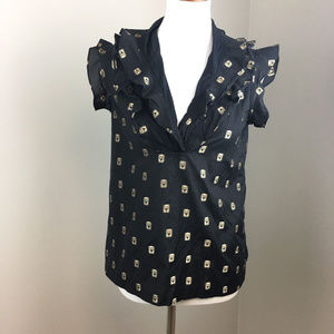 French Connection Blouse Size 6 Women's Gold Black