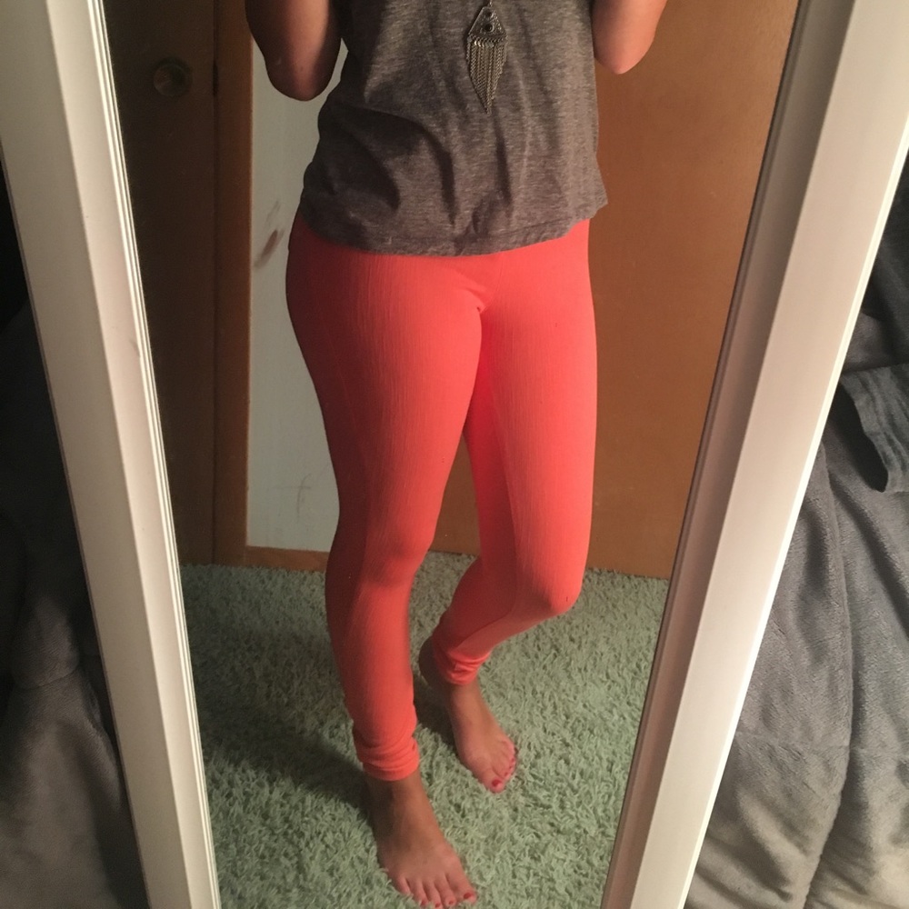 Coral colored jeggings
