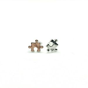 Puzzle Stud Earrings, silver finish, NWT