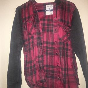 A flannel sweatshirt