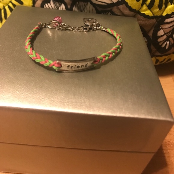 pink and green braided friend bracelet - Picture 1 of 4
