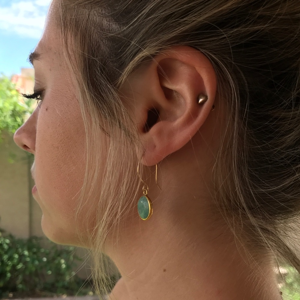 Amazonite Gold Earrings