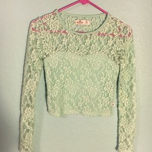 Hollister long sleeve lace crop top
