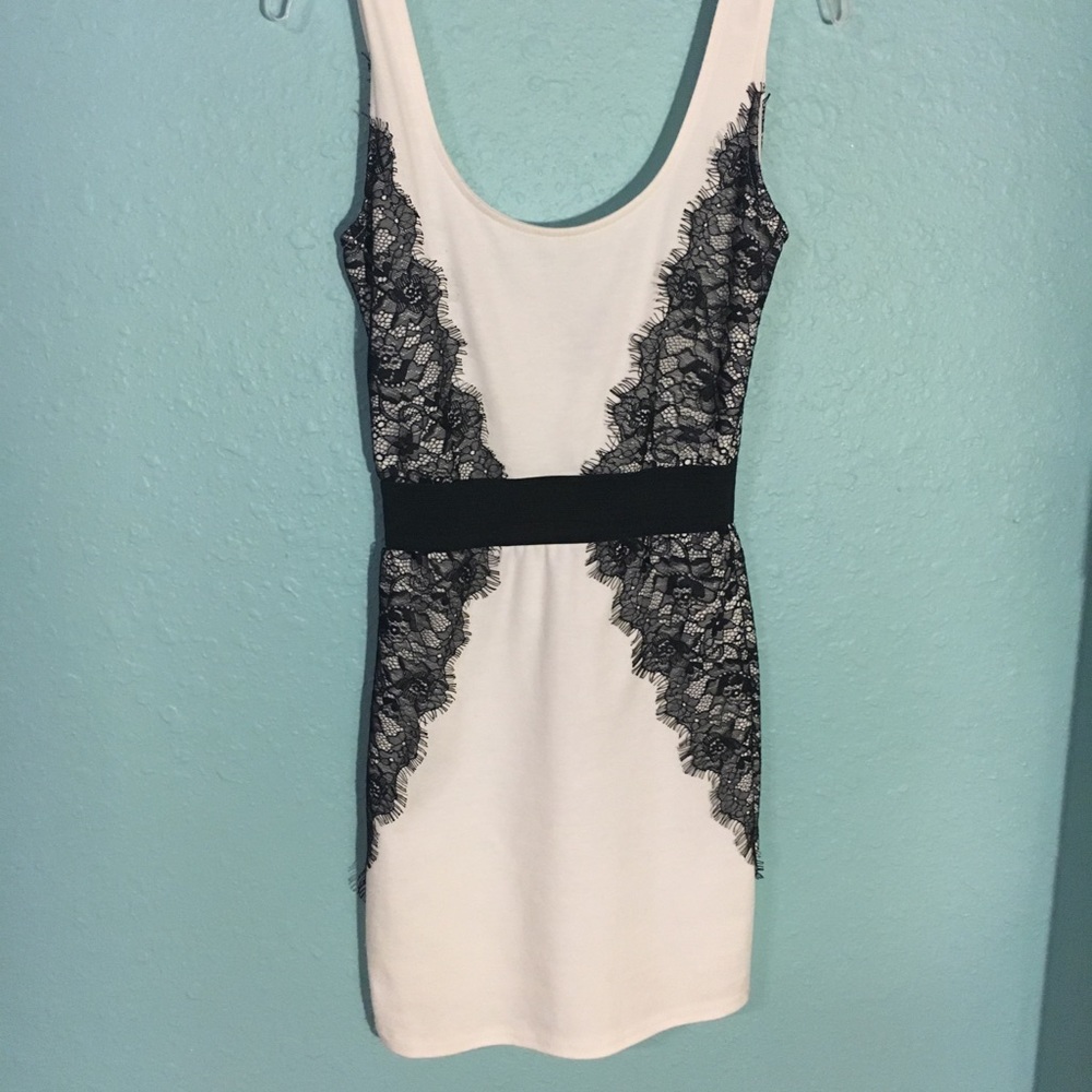 White dress with black lace