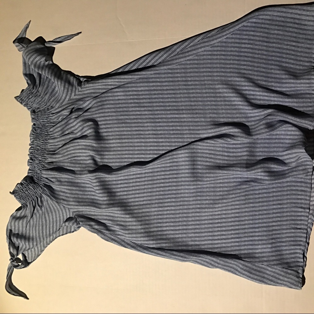 BLUE STRIPED OFF THE SHOULDER DRESS - Picture 2 of 3