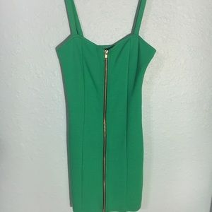 Green bodycon zipper dress