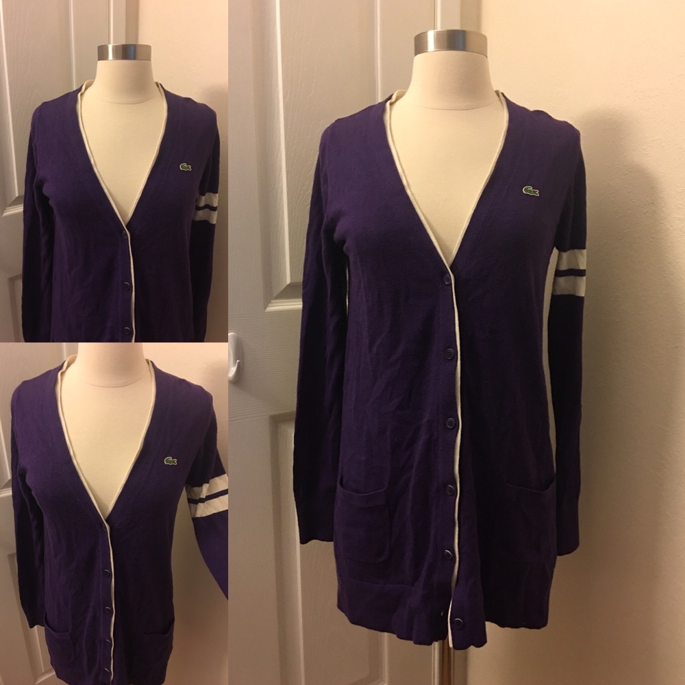Size 38 S/M Authentic Lacoste Long Cardigan