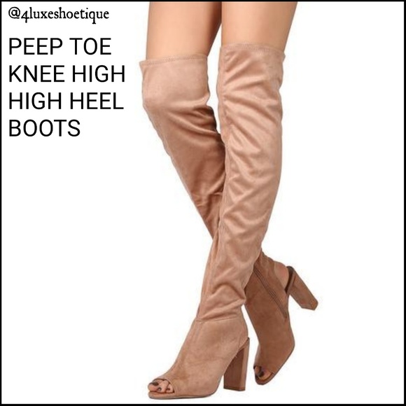 NEW Peep Toe Exposed Over The Knee Boots - Picture 4 of 4