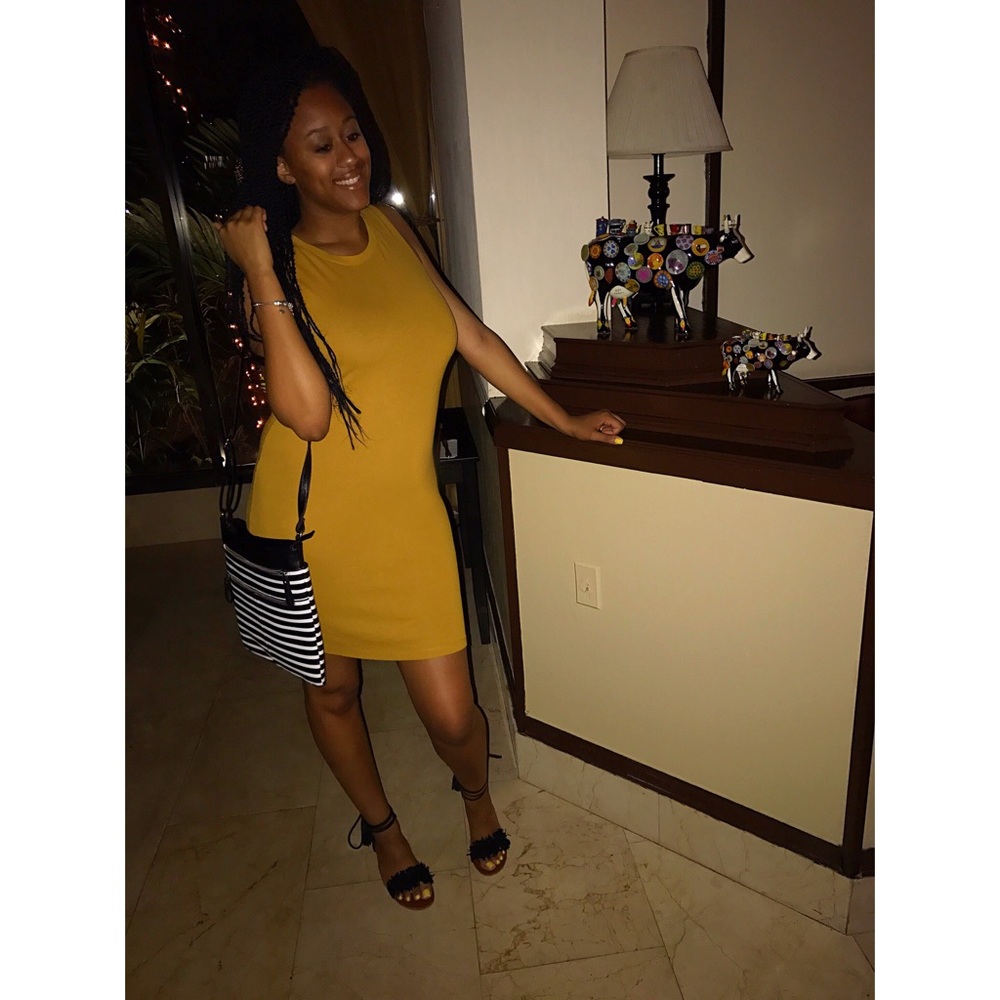 Gold Drape Back Jersey Dress