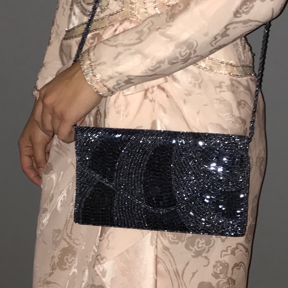NWOT Beaded Dark Grey Evening / Cocktail Purse