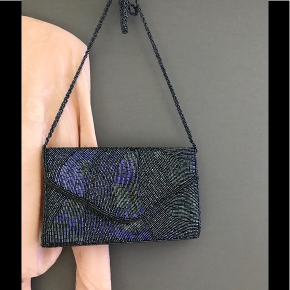 NWOT Beaded Dark Grey Evening / Cocktail Purse - Picture 2 of 3
