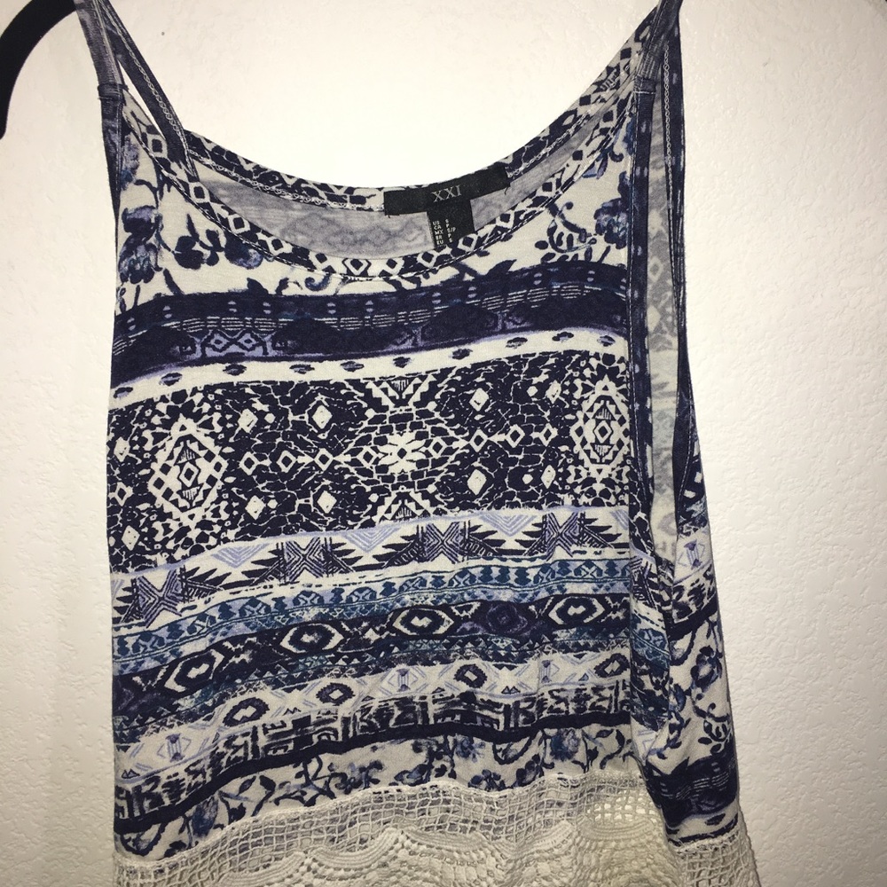 Forever 21 tribal tank top with lace