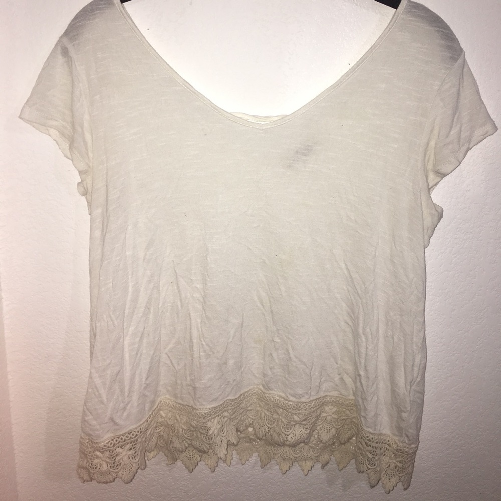 White off the shoulder type of top with lace