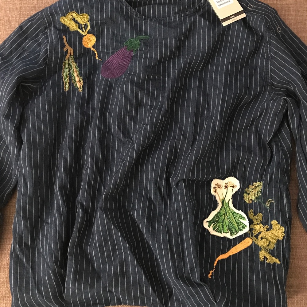 Zara Embroidered striped top