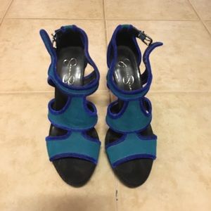 Jessica Simpson two tone sandal blue and green