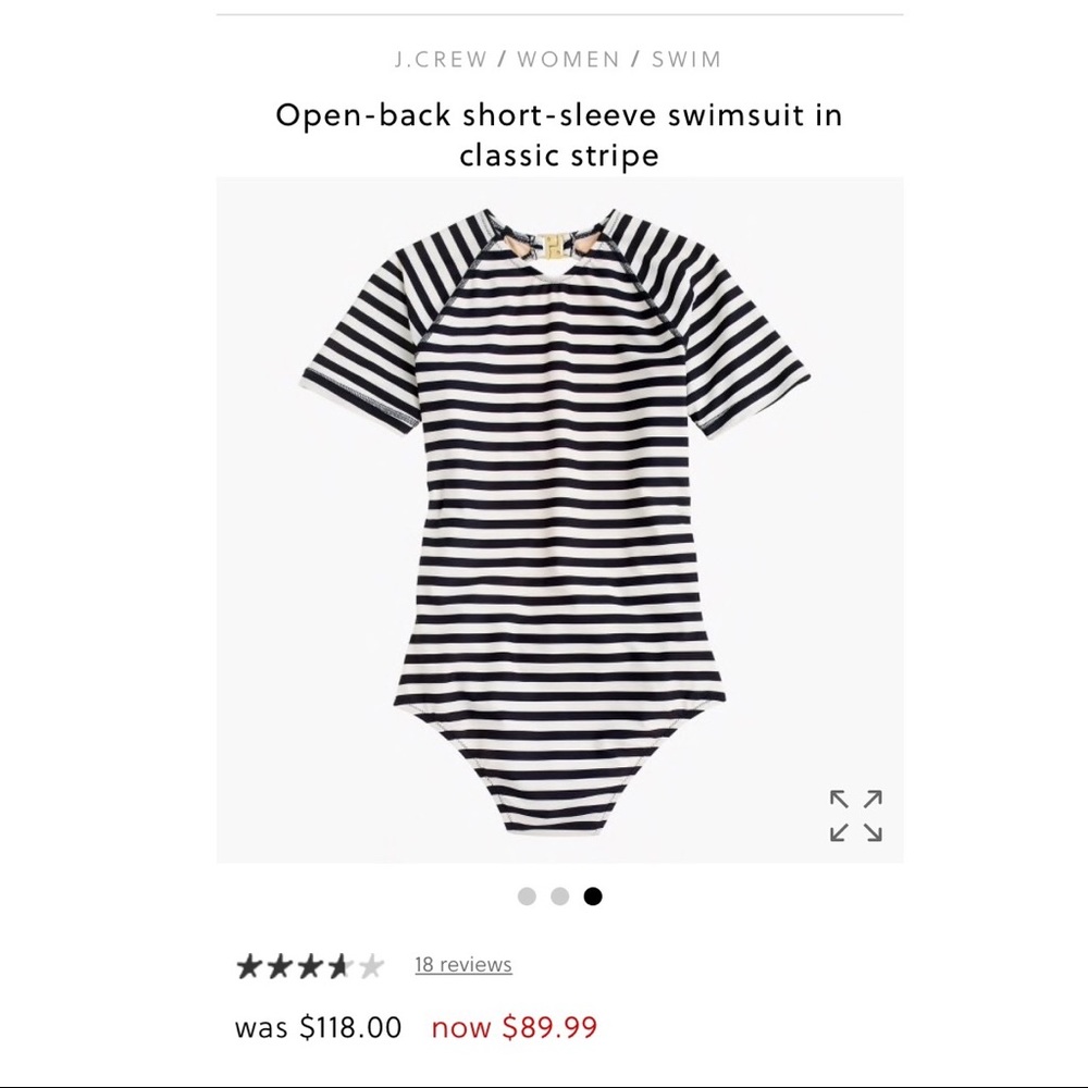 NWOT Classic Stripe Open Back Swimsuit