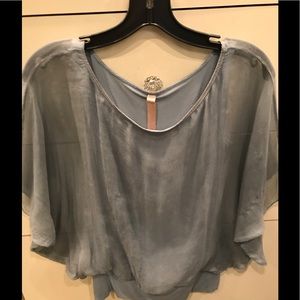 Bailey Blue Grey silk top Size Small