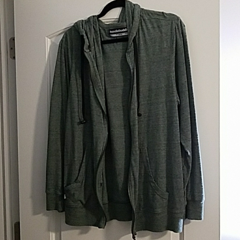 Size XL light weight green hoodie ear bud drawcord