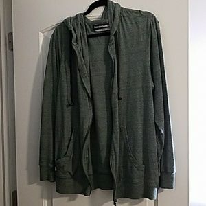 Size XL light weight green hoodie ear bud drawcord