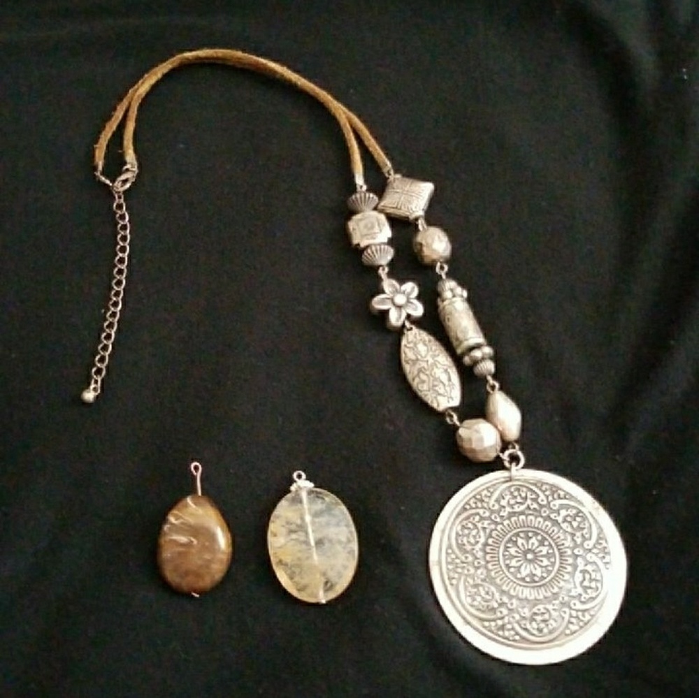 Necklace w/ 2 charm stones