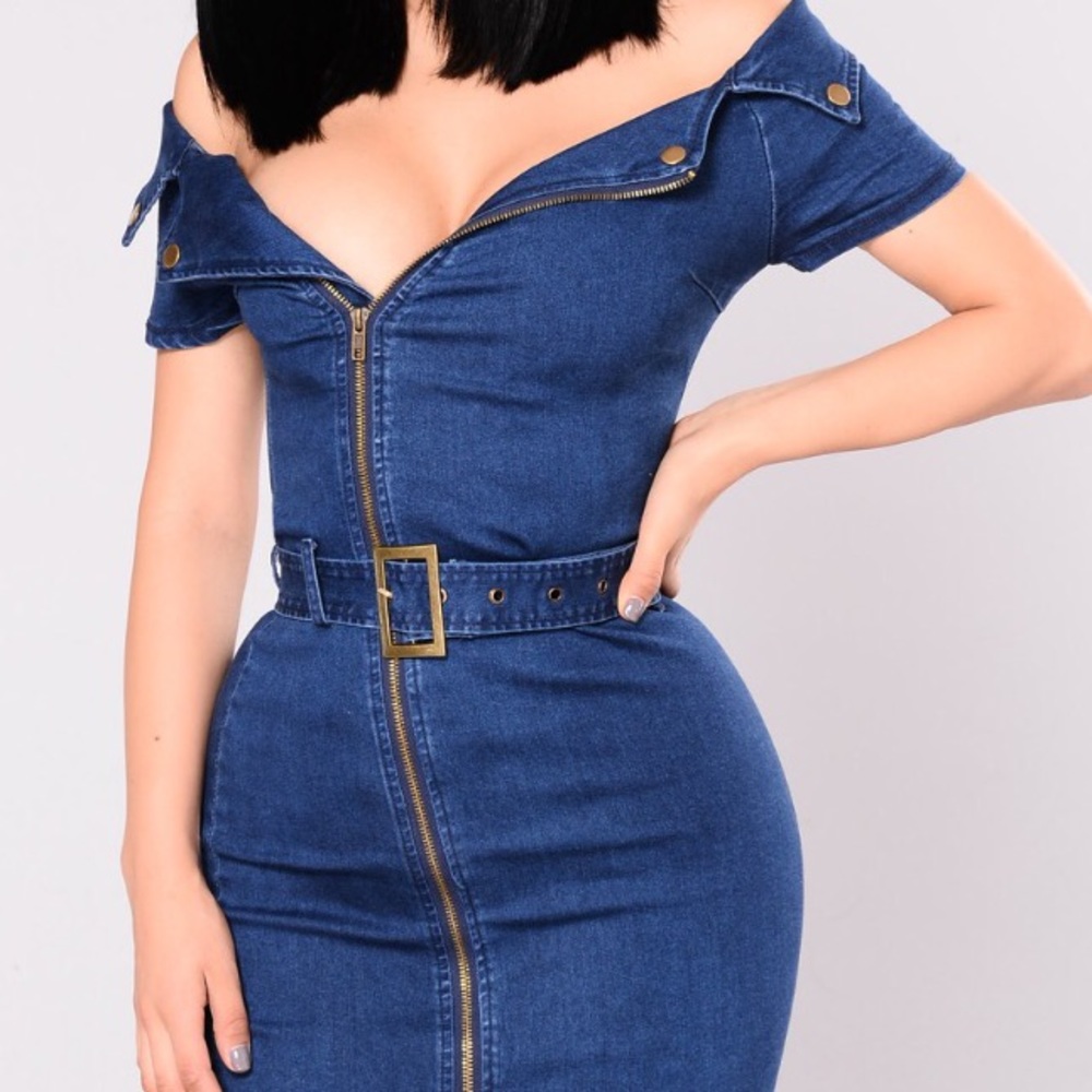 Off the shoulder denim dress-plus size