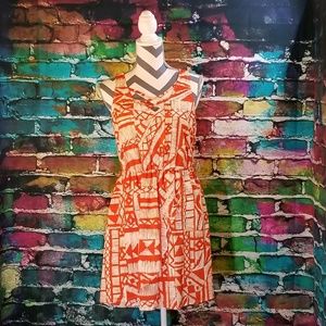 Orange Tribal Print Mini Dress
