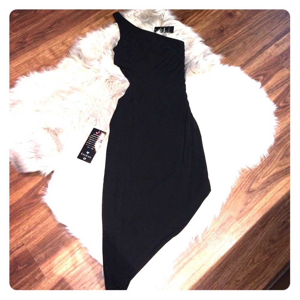 Black 1 Shoulder Cutout Asymmetrical Dress