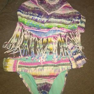 Jessica Simpson fringe flounce bikini