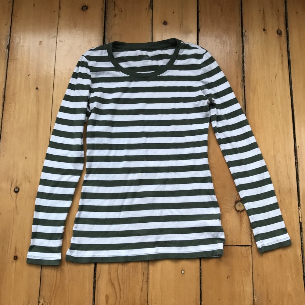 Gap green and white striped shirt