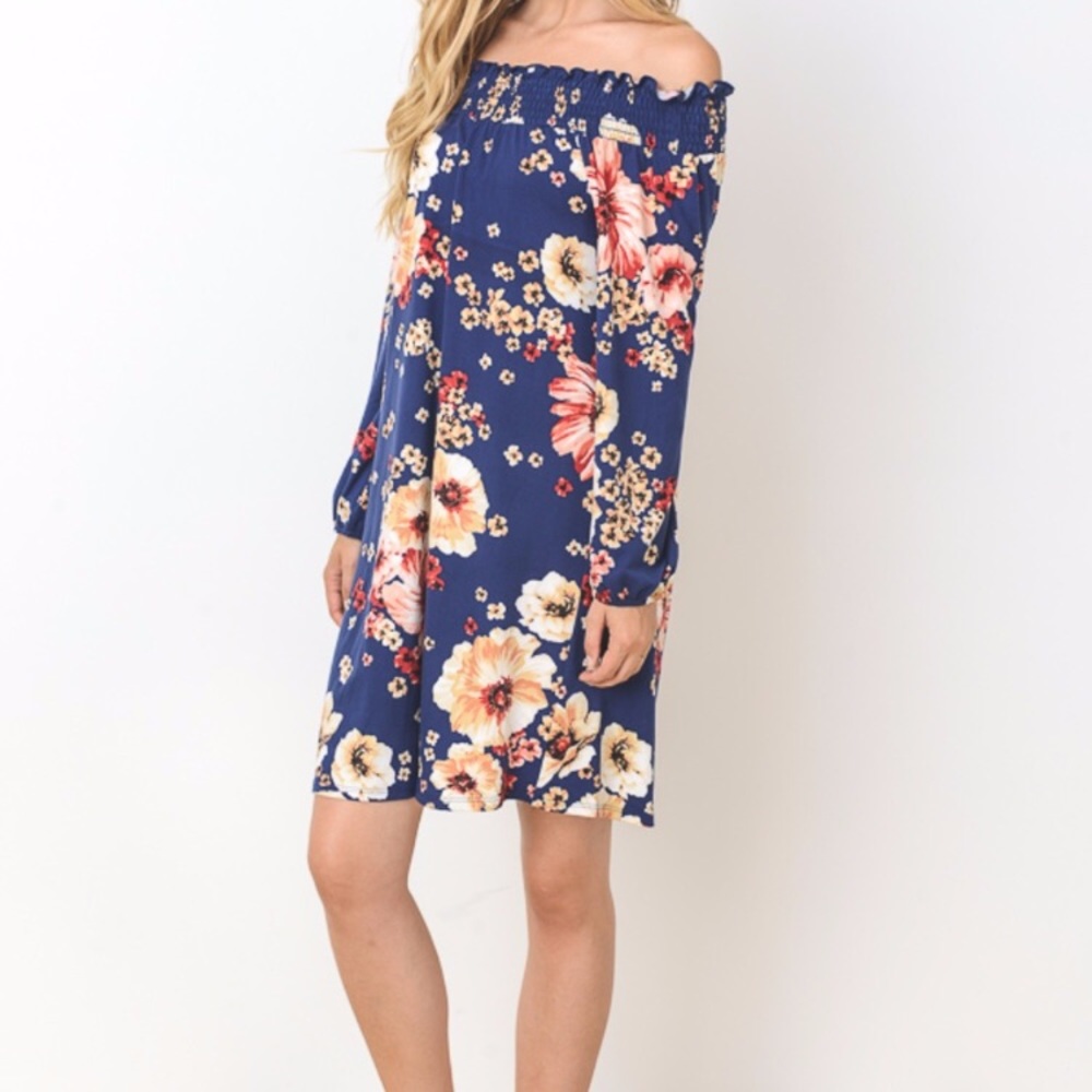 Gilli brand Blue floral off shoulder dress, New, - Picture 2 of 3