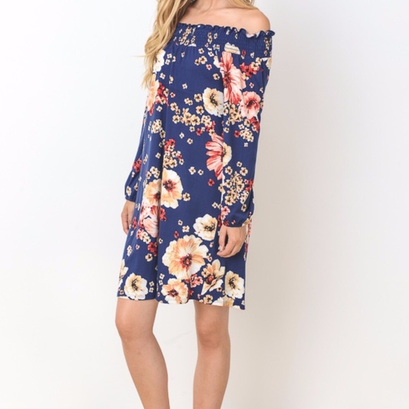 Gilli brand Blue floral off shoulder dress, New, - Picture 2 of 3
