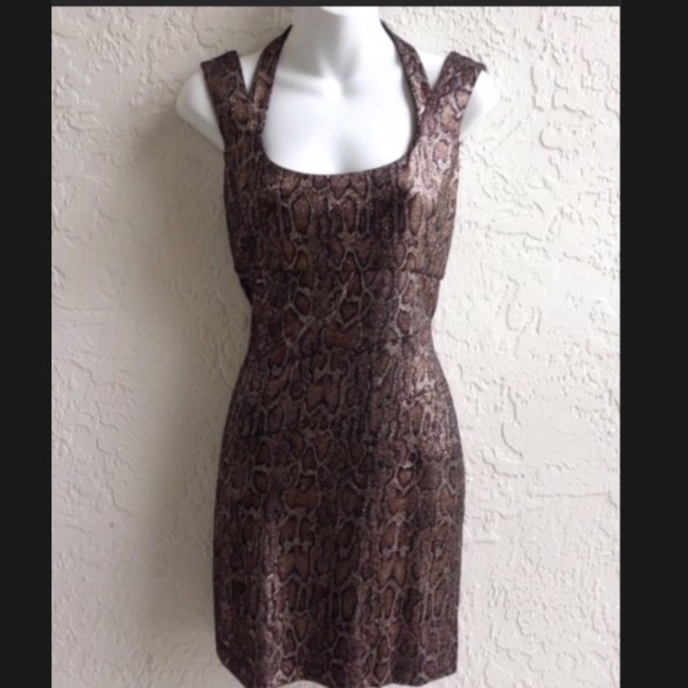 GUESS SHIMMER SNAKESKIN PRINT DRESS SIZE 4 IN EUC
