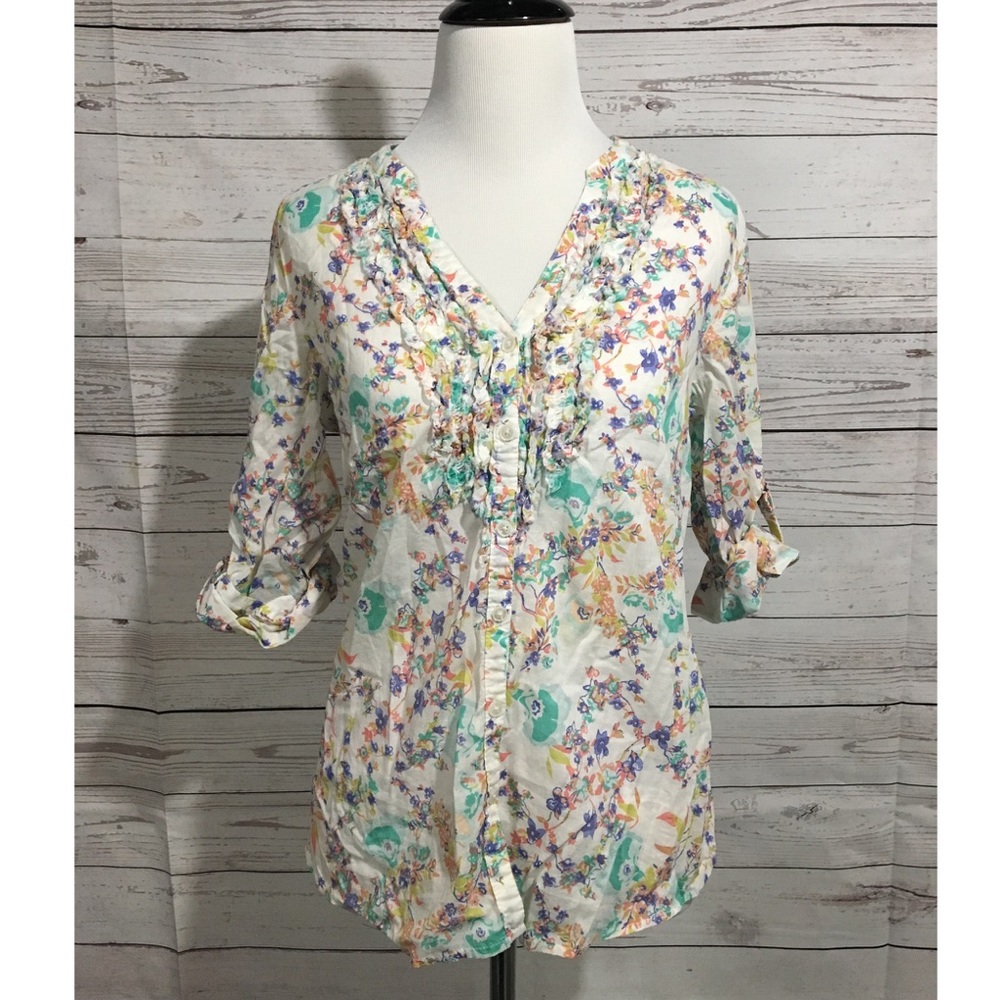 LC Lauren Conrad Floral Button Down