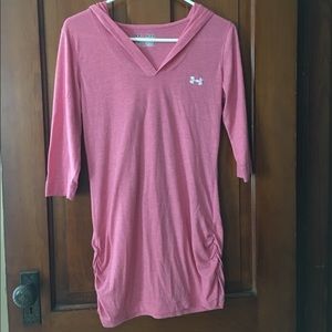 Pink Under Armour hooded shirt