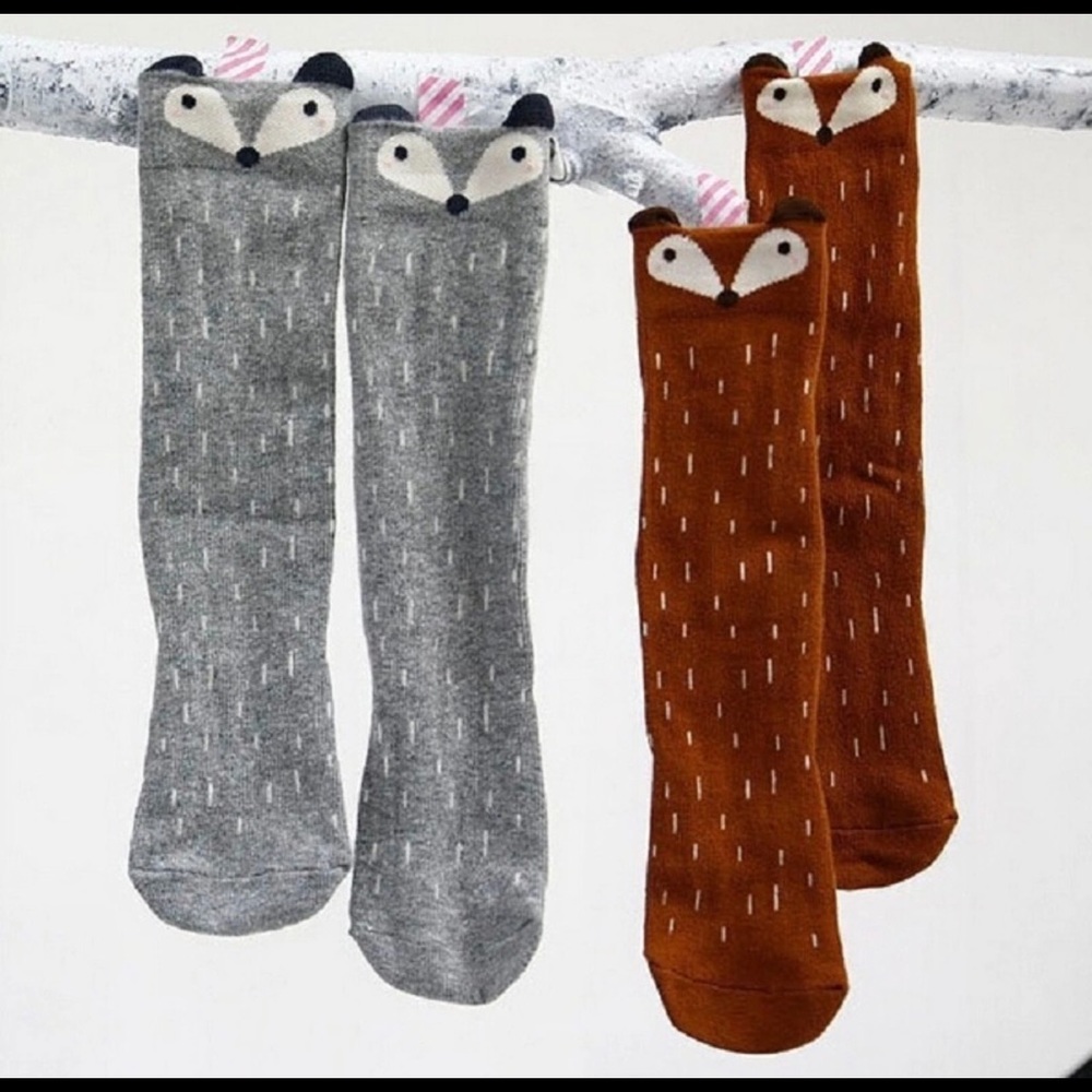 Girls knee high fox socks 12 month size