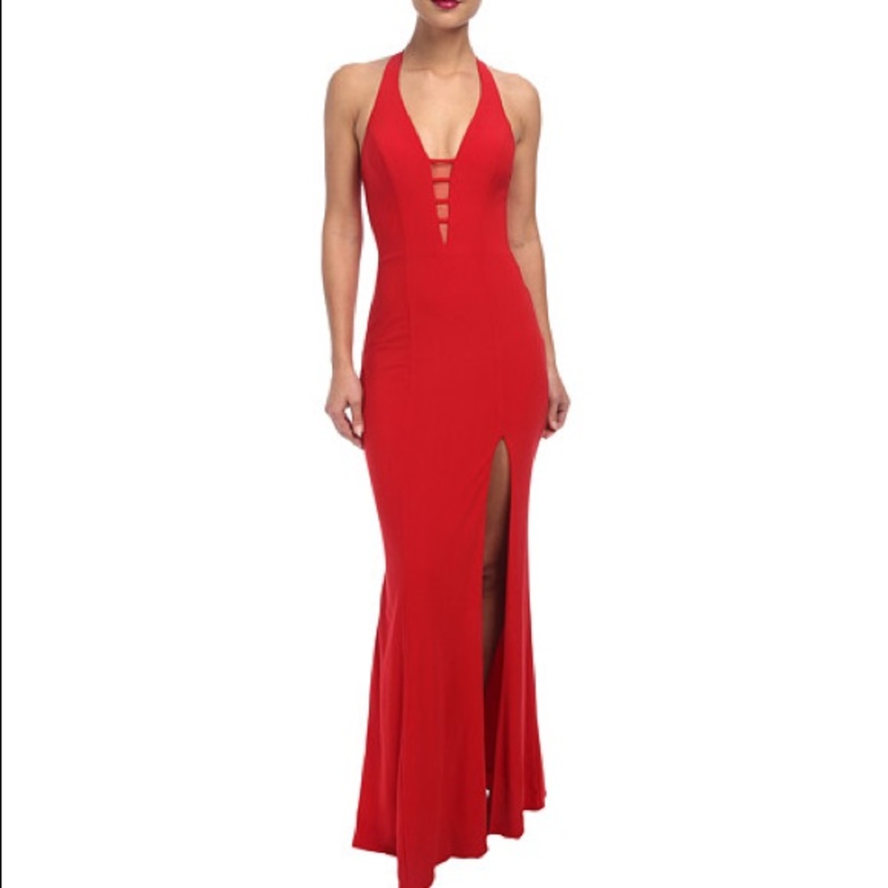 Faviana V Neck Chiffon Dress