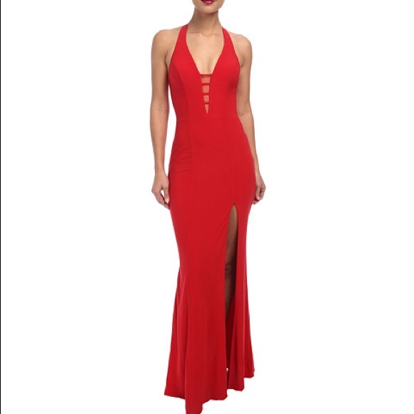 Faviana V Neck Chiffon Dress - Picture 1 of 2